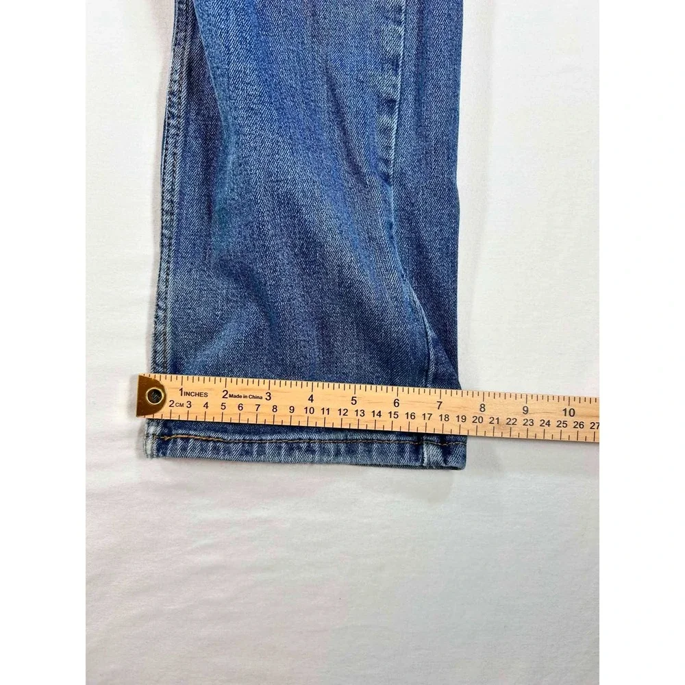 Levis 505 Regular Fit Straight Leg Jeans Blue Medium Wash Mens 34x32 Distressed